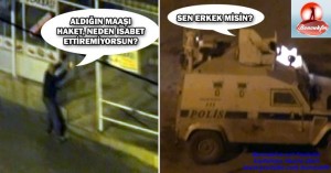 ilginç bir diyalog polis ve göstericiler arasında diyalog